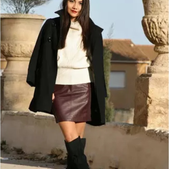 The Row Ebarg Leather Mini Skirt Plum - Picture 5 of 10